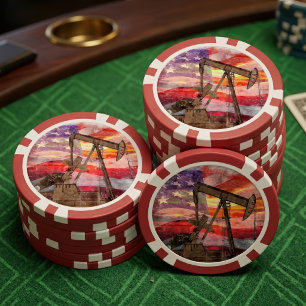 Patriotische Pumpjack-Zeichnung in Pastell bei Son Pokerchips