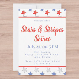 Patriotische Red White Blue Stars 4. Juli Party Einladung