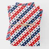 Patriotische Red, White & Blue USA Flaggenmuster Geschenkpapier Set (Beispiel)