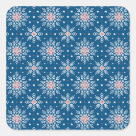 Patriotische Red White Blue Weihnachtsschneeflocke Quadratischer Aufkleber