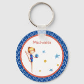 Patriotische Rhythmische Gymnastik Girl mit Ball Schlüsselanhänger (Vorderseite)