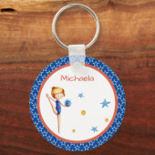 Patriotische Rhythmische Gymnastik Girl mit Ball Schlüsselanhänger (Vorderseite)