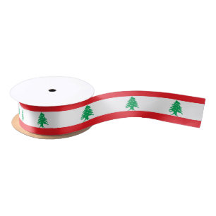 Patriotische Ribbon mit Flagge des Libanon Satinband