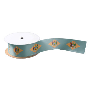 Patriotische Ribbon mit Flagge von Delaware, USA. Satinband