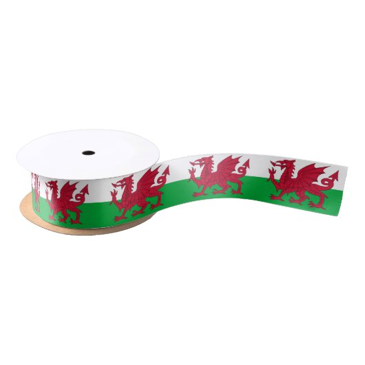 Patriotische Ribbon mit Flagge von Wales Satinband (Spule)