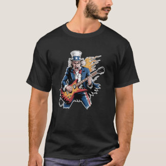 Patriotische Rockgitarre Onkel Sam 4. Juli T-Shirt