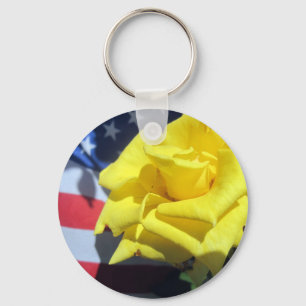 Patriotische Rose Schlüsselanhänger