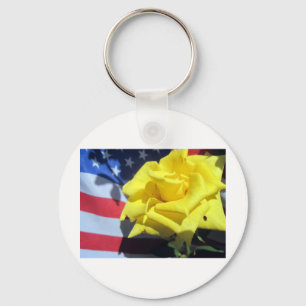 Patriotische Rose Schlüsselanhänger