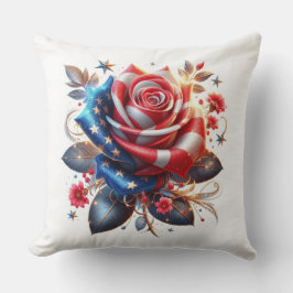 Patriotische Rose und amerikanische Flagge Kissen
