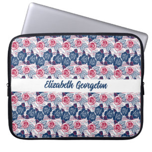 Patriotische Rosen Sterne - rot weiß blau Laptopschutzhülle