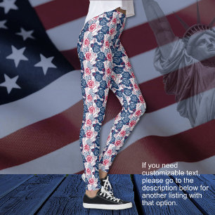 Patriotische Rosen Sterne - rot weiß blau OHNE TEX Leggings