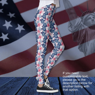 Patriotische Rosen Sterne - rot weiß blau OHNE TEX Leggings