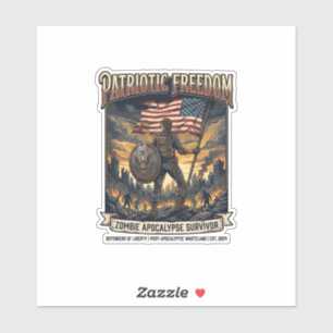 Patriotische Rostflagge Überlebender Zombie-Apokal Aufkleber