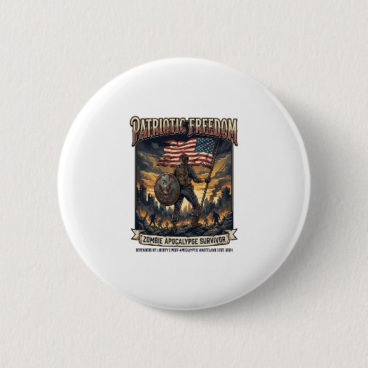 Patriotische Rostflagge Überlebender Zombie-Apokal Button (Vorderseite)