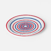 Patriotische Rot-Blau-Kreise Streifen Urlaub Pappteller (Schrägansicht)