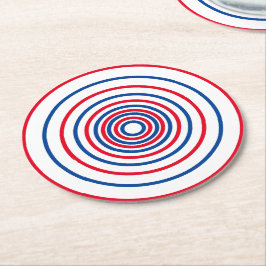 Patriotische Rot-Blau-Kreise Streifen Urlaub Runder Pappuntersetzer