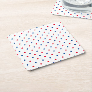 Patriotische Rot-Blau-Polka-Punktmuster - Urlaub Rechteckiger Pappuntersetzer