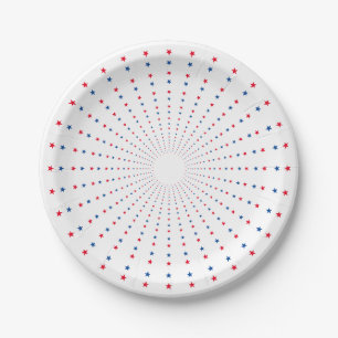 Patriotische Rot-Blau-Sterne Feuerwerk festlich Pappteller
