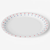 Patriotische Rot-Blau-Sterne Grenz-Urlaub Pappteller (Schrägansicht)