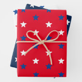 Patriotische Rot-Blau-Sterne Muster Urlaub Geschenkpapier Set (Beispiel)