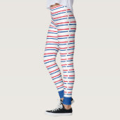 Patriotische Rot-Blau-Streifen Leggings (Links)