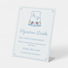 Patriotische Rot-Blau-Weiße Hochzeit Unterschrift  Sockelschild