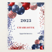 Patriotische rot-blaue schwarze Ballons Name 2026 Planer (Vorderseite)