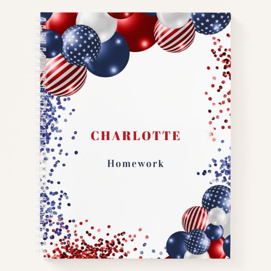 Patriotische rot-blaue schwarze Ballons Name Notizblock (Vorderseite)