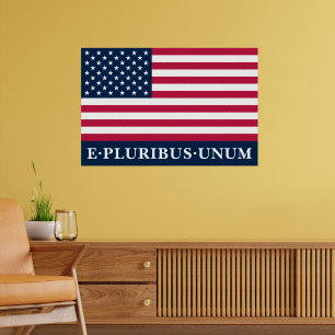Patriotische Rot-Weiß-Blau-Flagge mit Sternen und  Poster