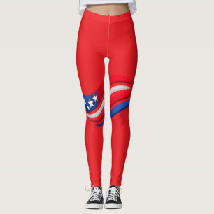 Patriotische Rot-Weiß-Blau Leggings – USA Sterne &
