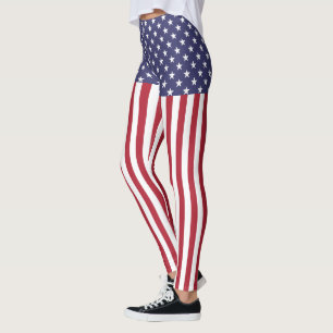 Patriotische Rot-Weiß-Blau-Sterne-und-Streifen-Fla Leggings