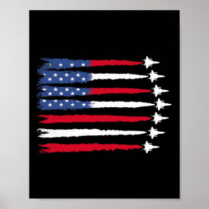 Patriotische Rot-Weiß-Blau-USA-Flagge-Kampfjets 4. Poster