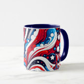 Patriotische Rot-Weiß-Blaue Abstrakte US-Flagge Tasse (VorderseiteRechts)