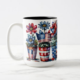 PATRIOTISCHE, ROT WEISSE, BLAUE AMERIKANISCHE BLUM ZWEIFARBIGE TASSE