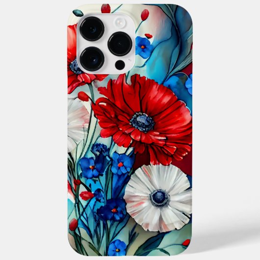 PATRIOTISCHE, ROT WEISSE BLUME Case-Mate iPhone HÜLLE (Rückseite)
