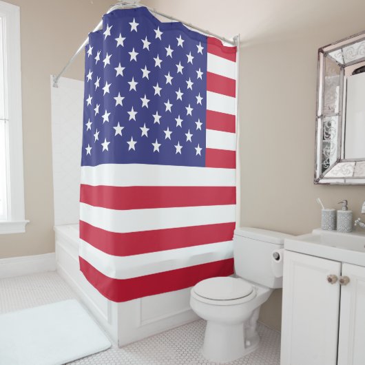 Patriotische rot-weiße und blauamerikanische Flagg Duschvorhang (Beispiel)