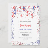 Patriotische Rotblauer Konfetti Geburtstagsparty Einladung (Vorderseite)