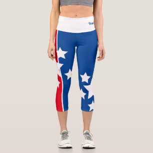 Patriotische rote blaue Namenszitat Capri-Leggings Capri Leggings