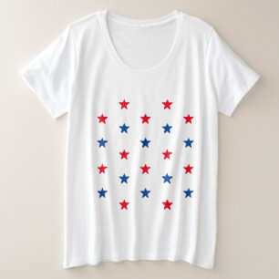 Patriotische rote blaue Sterne 4. Juli Große Größe T-Shirt