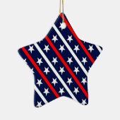 patriotische rote blaue Sterne Keramikornament (Rechts)