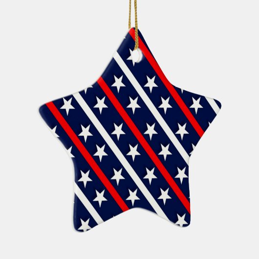 patriotische rote blaue Sterne Keramikornament (Rechts)