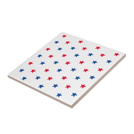 Patriotische rote blaue Sterne Muster 4. Juli Fliese (Seite)