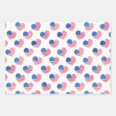 Patriotische rote blaue Sterne Streifen Herzflags Geschenkpapier Set (Vorderseite)