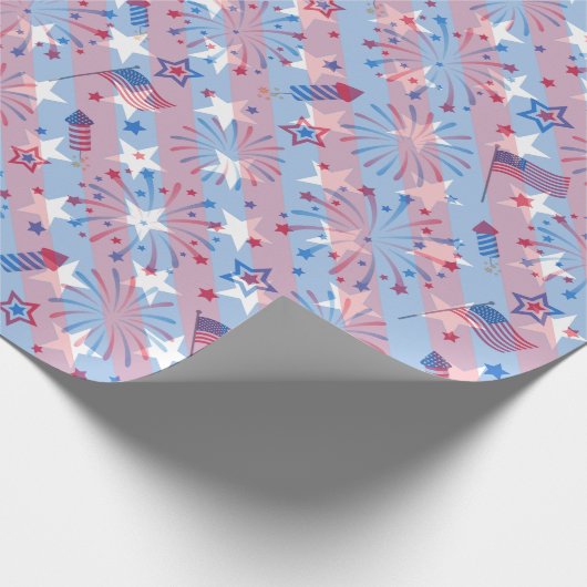Patriotische Rote Blaue Sterne Strickunabhängigkei Geschenkpapier (Ecke)