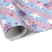 Patriotische Rote Blaue Sterne Strickunabhängigkei Geschenkpapier (Rolleneckpunkt)