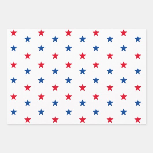 Patriotische rote, blaue und weiße Sterne Muster m Geschenkpapier Set (Vorderseite 3)