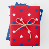 Patriotische rote, blaue und weiße Sterne Muster m Geschenkpapier Set (Beispiel)