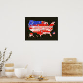 patriotische rote blaue USA Streifen und Sternenka Poster (Küche)