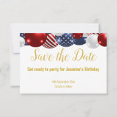 PATRIOTISCHE ROTE BLAUE WEISSE SAVE THE DATE UAWG RSVP KARTE (Vorderseite)