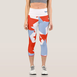 Patriotische rote Lichtblaue Sterne Namenszitat  Capri Leggings